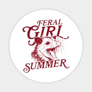 Feral Girl Summer Opossum Vintage Trendy Magnet
